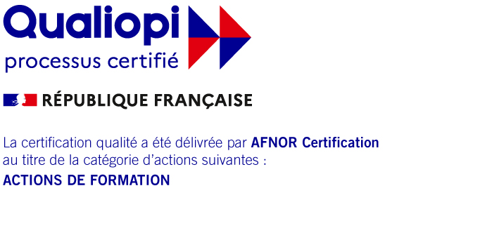Logo Qualiopi avec la Marianne — République française. Processus certifié.